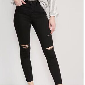 Old Navy Rockstar Super Skinny High Rise Black Distressed Jeans